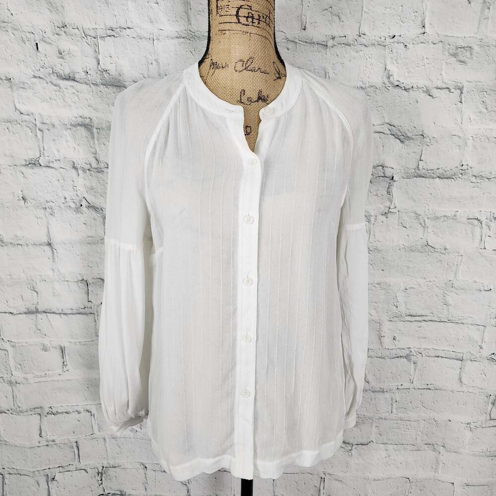 Whistles button down shirt Sz 8 striped balloon sleeves blouse A2C